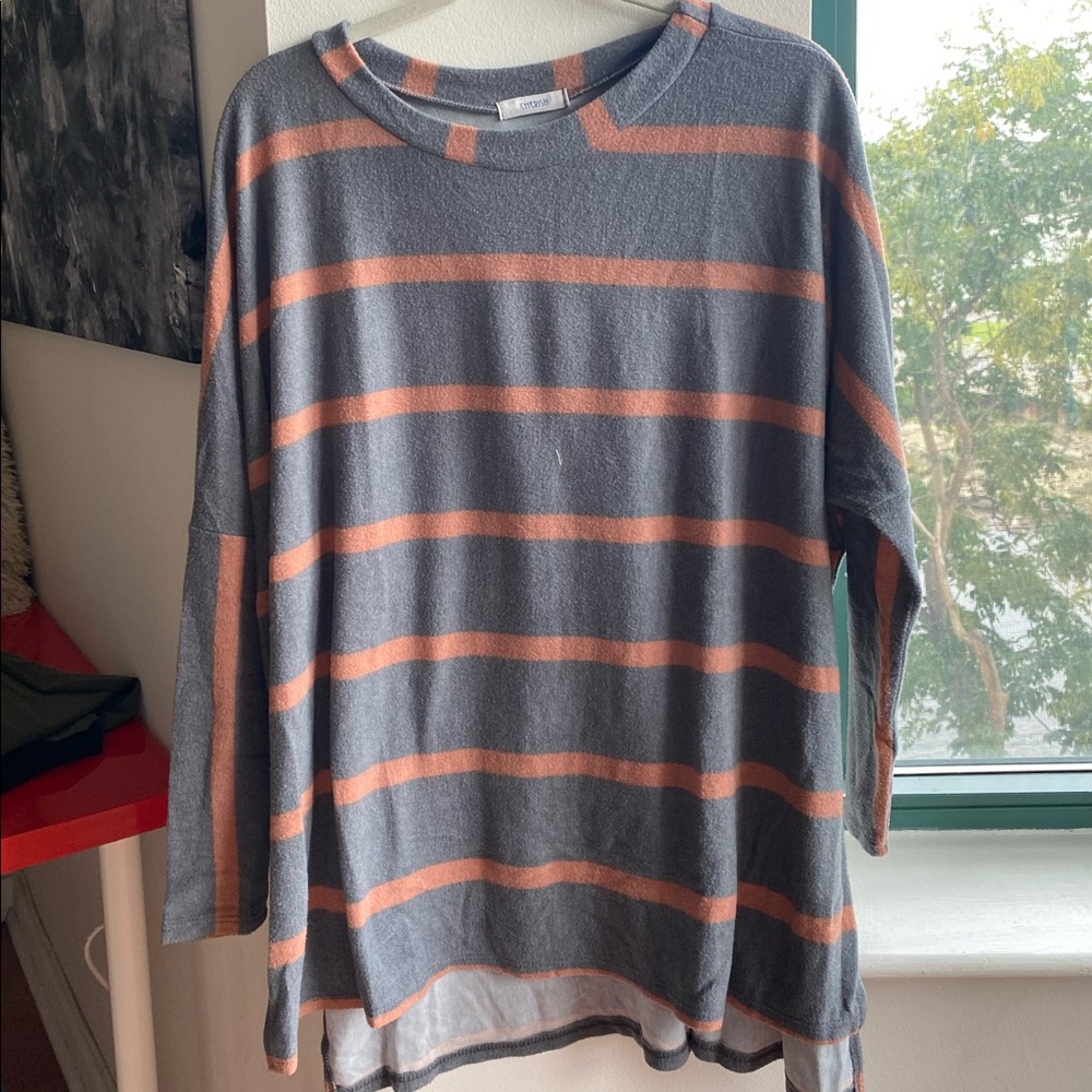 Cherish Round Neck Striped Maternity Sweater